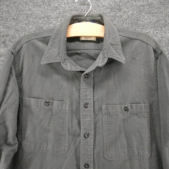 Fieldmaster Men's Flannel Button-Up Shirt Gray Large Long Sleeve Chest Pockets - Picture 3 of 15
